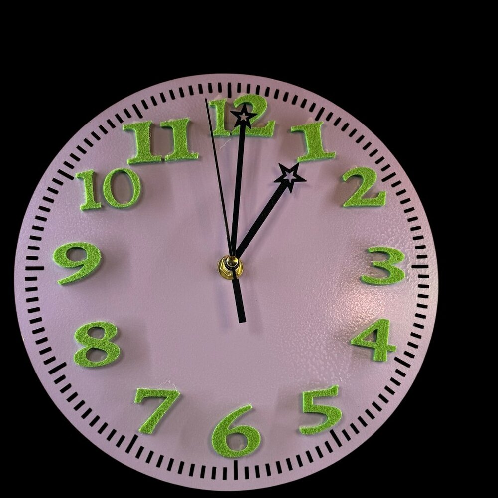 Modern Wall Clock with Green Numbers, 8-inch Round Face